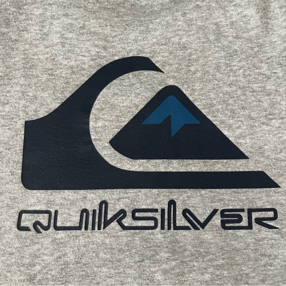 Quiksilver Hoodie Men’s Small Grey With Navy Logo Drawstrings - Picture 6 of 16